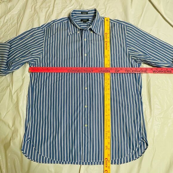 J. Crew Blue and White 100’s 2 Ply Cotton Button Down Shirt Size Medium - Picture 6 of 7